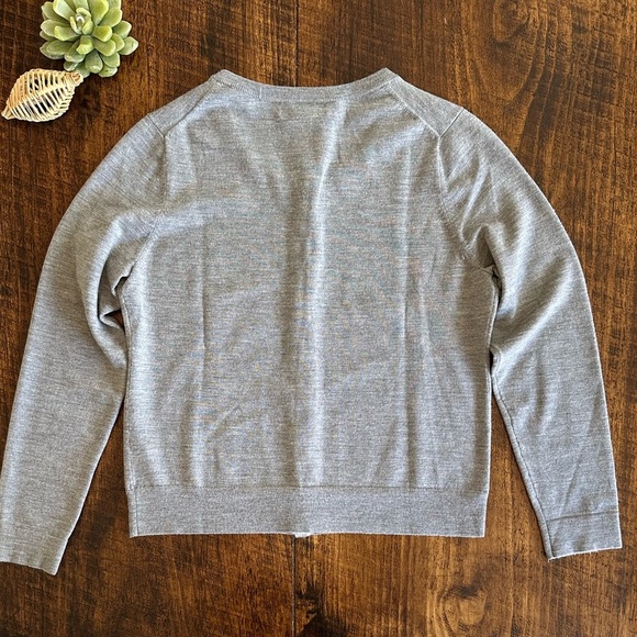 Banana Republic | Gray Merino Wool Blend Crewneck Button Up Cardigan, Size LP - Picture 3 of 7